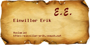 Einviller Erik névjegykártya